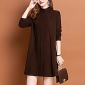 abordables Robes pull-Femmes Mini Robe Robe Pull Robe Décontractée Élégant Mode Moderne Extérieur Quotidien Sortir Coupe régulière Uni manche longue Col roulé Noir Vert Claire Bleu Marron Printemps Automne