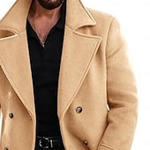 levne Pánský trenčkot-Muži Kabát Peacoat Dlouhý trenčkot Trenčkot Obchod Ležérní Podzim Zima Polyester Svrchní oděvy Oblečení Klasické Formální Bez vzoru Klasické klopy