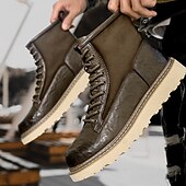 abordables Bottes de travail-Bottes de combat à lacets en similicuir marron pour homme – chaussures de travail et de randonnée d&#039;extérieur durables pour un usage quotidien et l&#039;aventure