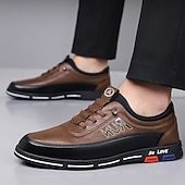 baratos Sapatos Casuais com Cadarço-Tênis confortáveis masculinos de couro sintético marrom – calçados antiderrapantes e acolchoados para atividades ao ar livre, para caminhadas, trabalho e uso diário