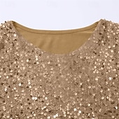  Per donna Maglietta Paillettes Patchwork Tinta unica Moda Elegante Classico Manica Lunga Girocollo Top Regolari Quotidiano Weekend Oro Primavera Autunno
