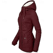 abordables Parka Décontractée-Femmes Manteau d&#039;Hiver Veste à Capuche Chaud Confortable Fermeture éclair Avec Poches Occasionnel Uni Extérieur Vacances Tenue quotidienne Week-end Régulier À capuche Coupe régulière manche longue