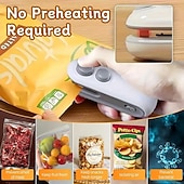 cheap Kitchen Utensils &amp; Gadgets-Mini Bag Sealer with Cutter and Magnet Portable Heat Sealing Machine for Snack, Chip, Cookie &amp; Plastic Bags – Handheld Sealer with Magnetic Design, 16W Power, Includes Charging Cable