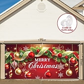 olcso Karácsonyi garázskapu burkolatok-karácsonyi kültéri garázskapu borító vidám karácsonyi dísz golyók ünnepi nagy gobelin háttér party faldekoráció kültéri garázskapu otthonra karácsonyi fesztivál ünneplés dekoráció