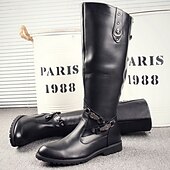 levne Jezdecké boty-Pánské černé jezdecké boty nad kolena – vysoké slim fit, jezdecký styl s bočním zipem pro formální akce, gotický cosplay a kostýmní večírky