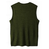 cheap Men&#039;s Sweater Vest-Men&#039;s Sweater Vest Dress Sweater Pullover Sweater Jumper Vest Knit Sweater Ribbed Knit Regular Tops Knitted Plain V Neck Fashion Casual Vacation Daily Wear Clothing Apparel Fall Winter Black Green S