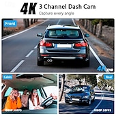 cheap Car DVR-HD 4K three-way dash cam for front inside and rear of the vehicle 3-inch IPS screen with WiFi night vision wide-angle car DVR.
