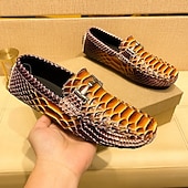 preiswerte Freizeit-Loafer-Herren-Loafer in Rot und Orange mit Schlangenmuster – Partyschuhe mit exotischem Muster zum Hineinschlüpfen für formelle Anlässe, Hochzeiten und das Nachtleben