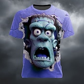 levne Halloween trička-Halloween Pánské 3D tisk Zombie 3D Tričko Krátký rukáv tričko 3D tisk Tričkový Košile Přehnaný Designové Horor Párty ulice Dovolená Jezerní modrá Fialová Trávová zelená Léto Jaro Celý rok Oblečení S