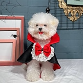 ieftine Îmbrăcăminte și accesorii pentru câini-Costum de pelerină de Halloween pentru animale de companie - design de vampir roșu și negru cu bretele reglabile, îmbrăcăminte pentru toate anotimpurile pentru câini și pisici de talie mică/medie/mare, pentru petreceri de Halloween și evenimente tematice,