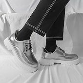 economico Scarpe Oxford-scarpe oxford nere lucide da uomo – scarpe eleganti stringate in vernice con suola spessa per feste serali, moda gotica, concerti e occasioni speciali