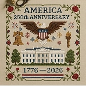 cheap Sewing &amp; Knitting &amp; Crochet-US 250th Anniversary Cross Stitch Kit Personalized Patriotic Cross Stitch Kits Commemorative Embroidery for Beginners Stamped and Counted Style Gifts for Veterans Military Fans