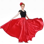 abordables Jupes Latines-Danse latine Jupes Elastique Femme Utilisation Taille moyenne Satin Mat
