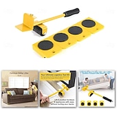 olcso Ručni Alati-Nagy teherbírású bútoremelő 4 csúszkával, görgős mozgató eszközökkel kanapé hűtőszekrényhez, max. 150 kg / 330 font, könnyen átalakítható és átrendezhető a lakótér (sárga)