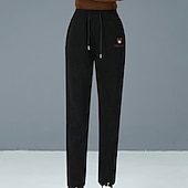 tanie Spodnie i Bloomersy do jogi-Damskie Spodnie dresowe z polaru Spodnie lounge Ściągana na sznurek Odporność na wiatr Ciepłe Wysoka talia Siłownia Na zewnątrz Bieganie Doły Jednokolorowe Czarny Khaki Kawowy Sport Odzież sportowa