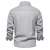 preiswerte Lässige Jacken-Herren Waffeljacke Fleecejacke Cargo-Jacke Freizeitjacke Urlaub Täglich Warm Tasche Herbst Winter Einfach Mode Klassisch Revers Regulär Schwarz Weiß Marineblau Blau Khaki Jacken