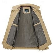 Недорогие Куртки-карго-Муж. Легкая куртка Куртка-карго Повседневная куртка Отпуск Повседневные Пригодно для носки Карман Весна Осень Полотняное плетение Мода Классика Лацкан Обычная Темно синий Цвет хаки Военно-зеленный