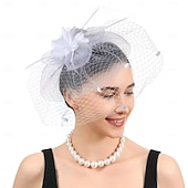 abordables Fascinadores-Fascinators Pluma Boda Vintage Con Gorra Celada Sombreros