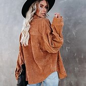 billiga casual jackor-Dam Sherpajacka Bekväm Andningsfunktion Ficka Elegant Ledigt Slät Semester Gata Ledigt Dagliga kläder Enkelknäppt Normal Nedvikt Normal Långärmad Ytterkläder Vit Rodnande Rosa Rubinrött Vår Höst