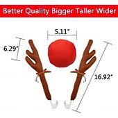 Недорогие Украшения для улицы-рождественская машина оленьи рога &amp;рождественские украшения для носа, лучше всего подходящие для окон и крыш &amp;Комплект для установки решетки радиатора Rudolph Reinhardt - праздничные аксессуары для