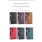 Χαμηλού Κόστους Samsung Θήκη-τηλέφωνο tok Για Samsung Galaxy S25 S24 S23 S22 Plus Ultra Α56 A16 A55 5G A15 Α54 Πίσω Κάλυμμα με βάση στήριξης Υποδοχή κάρτας Ανθεκτική σε πτώσεις Ρετρό TPU PU δέρμα