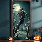 ハロウィーンのドアカバー、ゾンビグリーンのホラータペストリー、身も凍るような暗いアンデッドのフィギュア、屋内屋外の装飾用の不気味で怖いドアカーテン お買い得  ハロウィンのドアカバー-ハロウィーンのドアカバー、ゾンビグリーンのホラータペストリー、身も凍るような暗いアンデッドのフィギュア、屋内屋外の装飾用の不気味で怖いドアカーテン