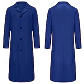 preiswerte Herren-Blazer &amp; -Anzüge-Herren Kunstlederjacke Langer Trenchcoat Herbst Winter Kunstleder Winddicht Oberbekleidung Bekleidung Vintage Tasche Revers Einreihig