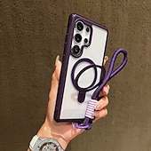 abordables Carcasas Samsung-teléfono Funda Para Samsung galaxia S25 Ultra Plus S25 Edge S24 Plus Funda Trasera con Soporte con cordón Antigolpes Retro TPU Acrílico