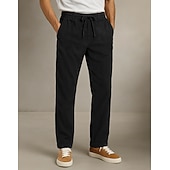 economico Sciolto-Per uomo Pantaloni in velluto a coste Pantaloni Pantaloni Eleganti Pantaloni Larghi Coulisse Tasca Frontale Semplice Comodità Lunghezza intera All&#039;aperto Casa Feste Vacanza Moda Nero Blu marino
