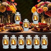 billige Campinglys og lykter-6/12 stk. jul retro LED-stearinlys kreativ oljelampe halloween ornamenter ferie camping bærbar nattlys bryllup bursdag atmosfære dekorasjon