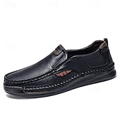 tanie Buty casual slip-on-Brązowe mokasyny męskie – klasyczne i wygodne, wsuwane buty do jazdy samochodem z ręcznie szytymi detalami, idealne do noszenia na co dzień, w biurze i w biznesie