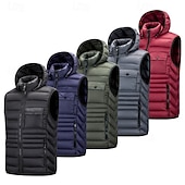 preiswerte Herren Steppweste-Herren Steppweste Weste Gilet Urlaub Täglich Date Mode Lässig Herbst Winter Tasche Nylon Warm Bequem Einfarbig Reisverschluss Mit Kapuze Normale Passform Schwarz Burgunderrot Armeegrün Dunkelblau