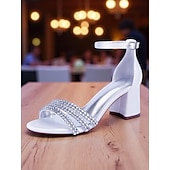 baratos cocktail-sandálias femininas de salto bloco de cetim roxo com tiras de strass - sapatos sociais elegantes e abertos para coquetéis e ocasiões formais