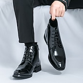 economico Stivali da vestiti-stivaletti chelsea da uomo neri lucidi con finitura lucida, eleganti scarpe eleganti slip-on per eventi formali, abbigliamento da ufficio e occasioni speciali