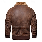 economico Giacca in ecopelle-Per uomo Giacca in Ecopelle Giacca in Pile Giacca da Biker Giacca da Moto Vacanza Quotidiano Antivento Caldo Tasca Inverno Semplice Moda Classico Bavero Regolare Nero Caffè Giacca