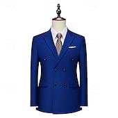 abordables Blazers Classiques pour Hommes-Homme Blazer Affaires Cocktail Fête de mariage Mode Occasionnel Printemps Automne Polyester Uni Avec Poches Boutons Confortable Double Boutonnage veste Noir Blanche Jaune Rose Claire