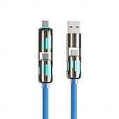 economico Luci decorative-Cavo di ricarica USB 4 in 1, ricarica rapida max 60 W per connettori USB C/USB-A/Type-C/Lightning, cavo indicatore LED per iPhone 17/16/15, Samsung iPad Android MacBook Power Bank