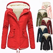 ieftine Parka de iarnă-Pentru femei Palton de iarnă Sacou Comfortabil Respirabil Fermoar Buzunar Casual Simplu Vacanță Stradă Casual Purtare Zilnică Fermoar Scurt Regulat Capișon Fit regulat Manșon Lung Îmbrăcăminte