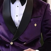 abordables Costumes décontractés-Homme Veste blazer Col châle Mode Couleur Unie Blazer Violet Coupe sur mesure
