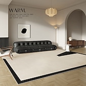 baratos Tapetes-Tapete estilo creme, tapete aconchegante para sala de estar, tapete macio para cabeceira de quarto, tapete grande para sofá &amp;mesa de centro, decoração de apartamento com cobertura total