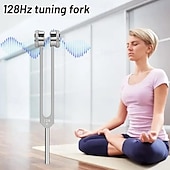 cheap Home Supplies-128 Hz The Healing Instrument, Aluminum Alloy Sensory Tuning Fork Set with Silicone Hammer, Cleaning Cloth &amp; Storage Bag, Sound Therapy Yoga and Meditation Accessories