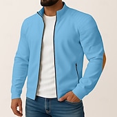 preiswerte Lässige Jacken-Herren Outdoorjacke Hemdjacke Formell Heim Tasche Minimalistisch Frühling Herbst Einfarbig Aktiv Neutral Hemdkragen Regulär Schwarz Weiß Marineblau Blau Jacken