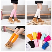 billiga Hemmetofflor-Stickade benvärmare och knästrumpor för kvinnor, höst- och vintermode neon akrylleggings, snygga långa strumpöverdrag, varma stickade plagg i koreansk stil för damer