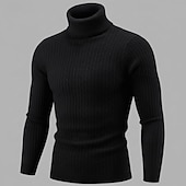 economico maglione pullover da uomo-Per uomo Felpa Maglione a collo alto Maglione Maglia Lavorato a maglia Intrecciato Tinta unica A collo alto Stile vintage Morbido Interni Giornaliero Abbigliamento Inverno Autunno Nero Vino S M L