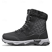 baratos Inverno e botas de neve-Botas de neve masculinas acolchoadas à prova d'água com gola de pele, calçados casuais quentes para caminhada ao ar livre no inverno