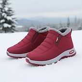 Недорогие Снежные и зимние ботинки-Женские зимние водонепроницаемые ботинки бордового цвета с флисовой подкладкой – теплые снегоступы с нескользящей подошвой для холодной погоды, прогулок на свежем воздухе и повседневной носки