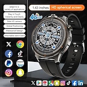 abordables Montres connectées-LW9 Montre intelligente 1.43 pouce Smartwatch Montre Connectée Bluetooth 4G Surveillance de la température Podomètre Rappel d&#039;appel Compatible avec Android iOS Hommes GPS Longue Veille Appels Mains