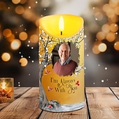 preiswerte Erinnerungsgeschenk-Personalisierte LED-Gedenkkerze mit individuellem Foto, Beileidsgeschenke für den Verlust geliebter Menschen, elegantes Erinnerungslicht für die Dekoration des Schlafzimmers zu Hause, Hommage an