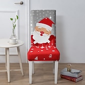 billiga Julskydd-1/2/4/6 st julstolsöverdrag till matsal, pallstolsöverdrag, geometriskt tryckta polyesteröverdrag, dekorativt stolsskydd för hemmet