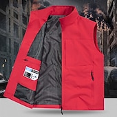 preiswerte Herren Angelweste-Herren Outdoor-Weste Weste Angelweste Outdoor Täglich Mode Lässig Frühling Herbst Tasche Polyester Bequem Einfach Reisverschluss Stehkragen Normale Passform Schwarz Rote Khaki Armeegrün Weste